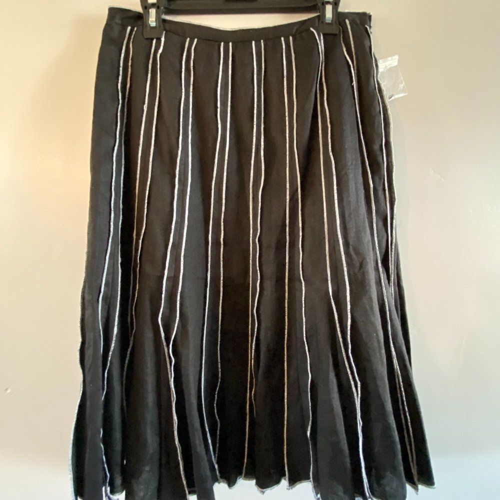 Carole Little Linen Black and White Stripe Skirt